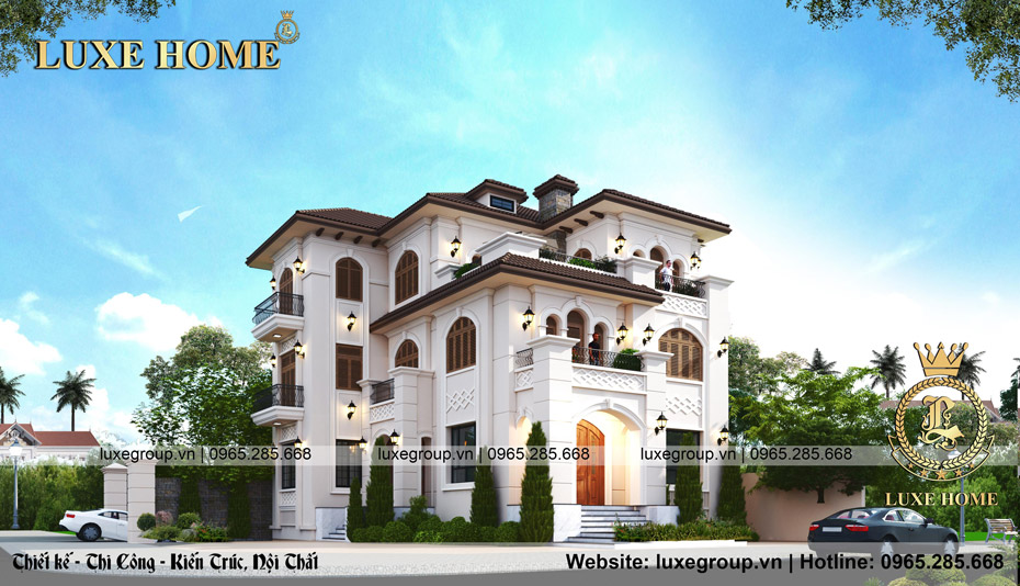 Thiết kế mẫu biệt thự 3 tầng phong cách Đông Dương đẹp tại Quảng Bình