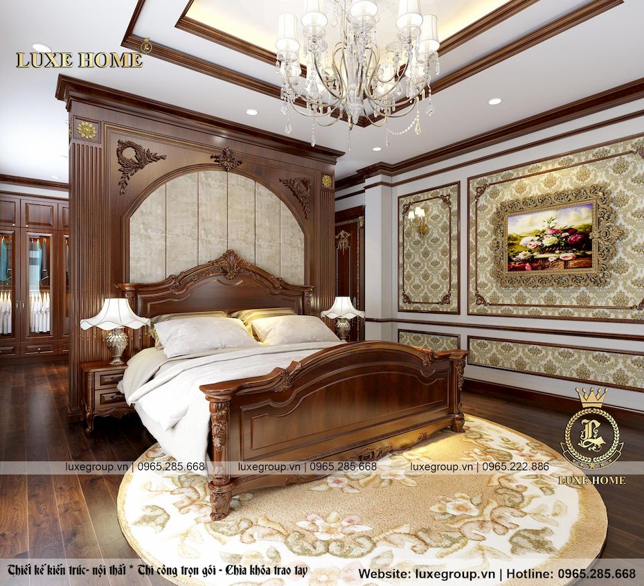 Mẫu nội thất tân cổ điển với thiết kế phòng ngủ tinh tế