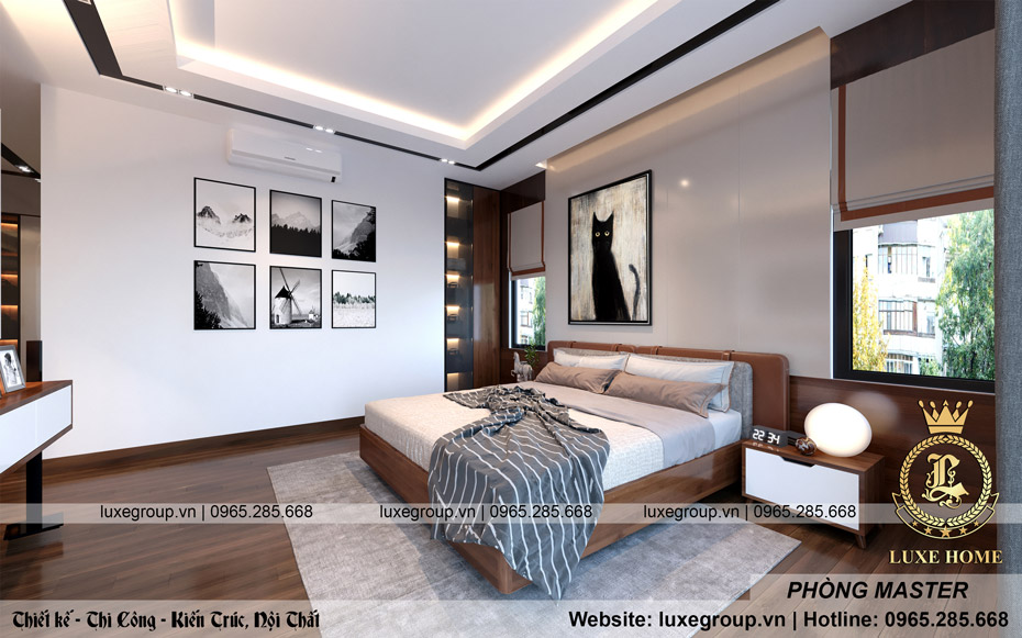 Thiết kế nội thất hiện đại  với phòng ngủ Master khang trang